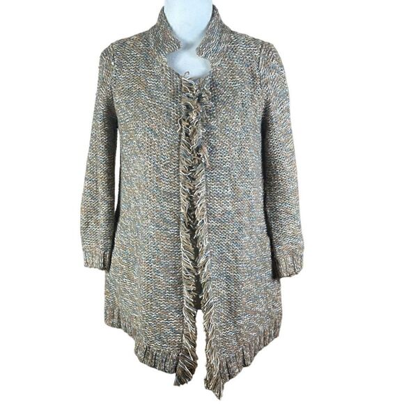 Anthropologie Sparrow Multi Color Open Front Linen/Wool Cardigan Size Small 📦 - Picture 10 of 10